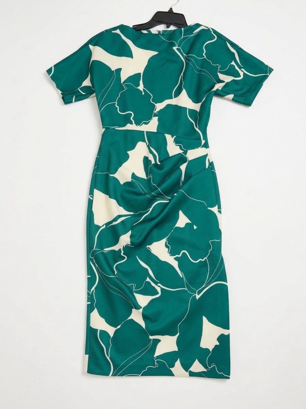 NWT Donna Karan New York Green Floral Patterned Zipper Sheath Dress Sz 2